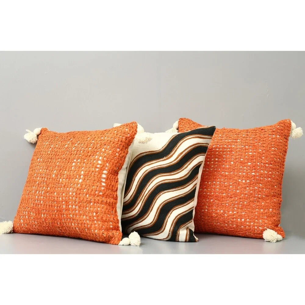 2 PCS Knitted Cushion Cover Square Throw Pillow Case Sofa Decor Crochet 278418